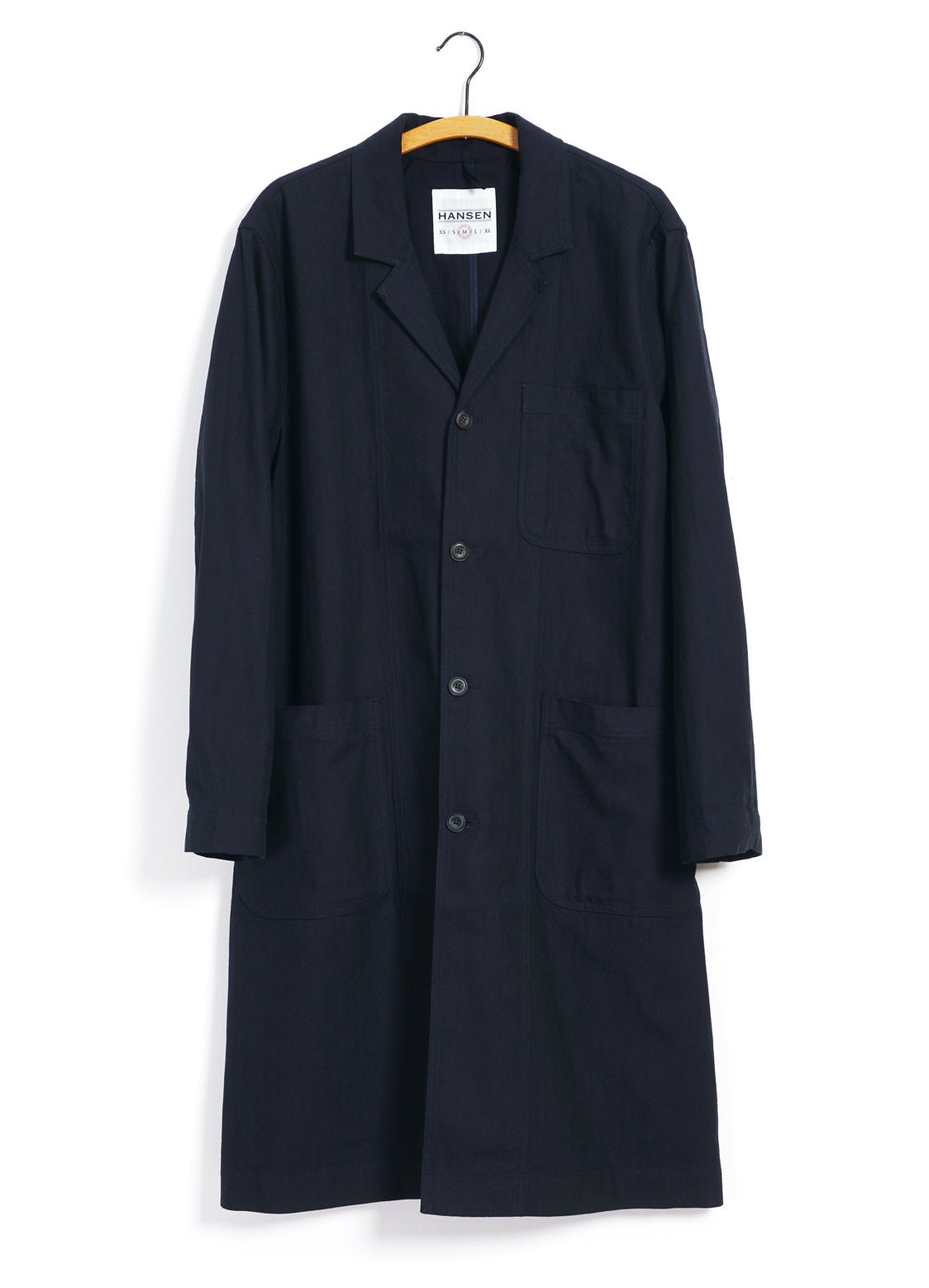 HANSEN GARMENTS - BIRGER | Long Work Coat | Indigo Herringbone - HANSEN Garments
