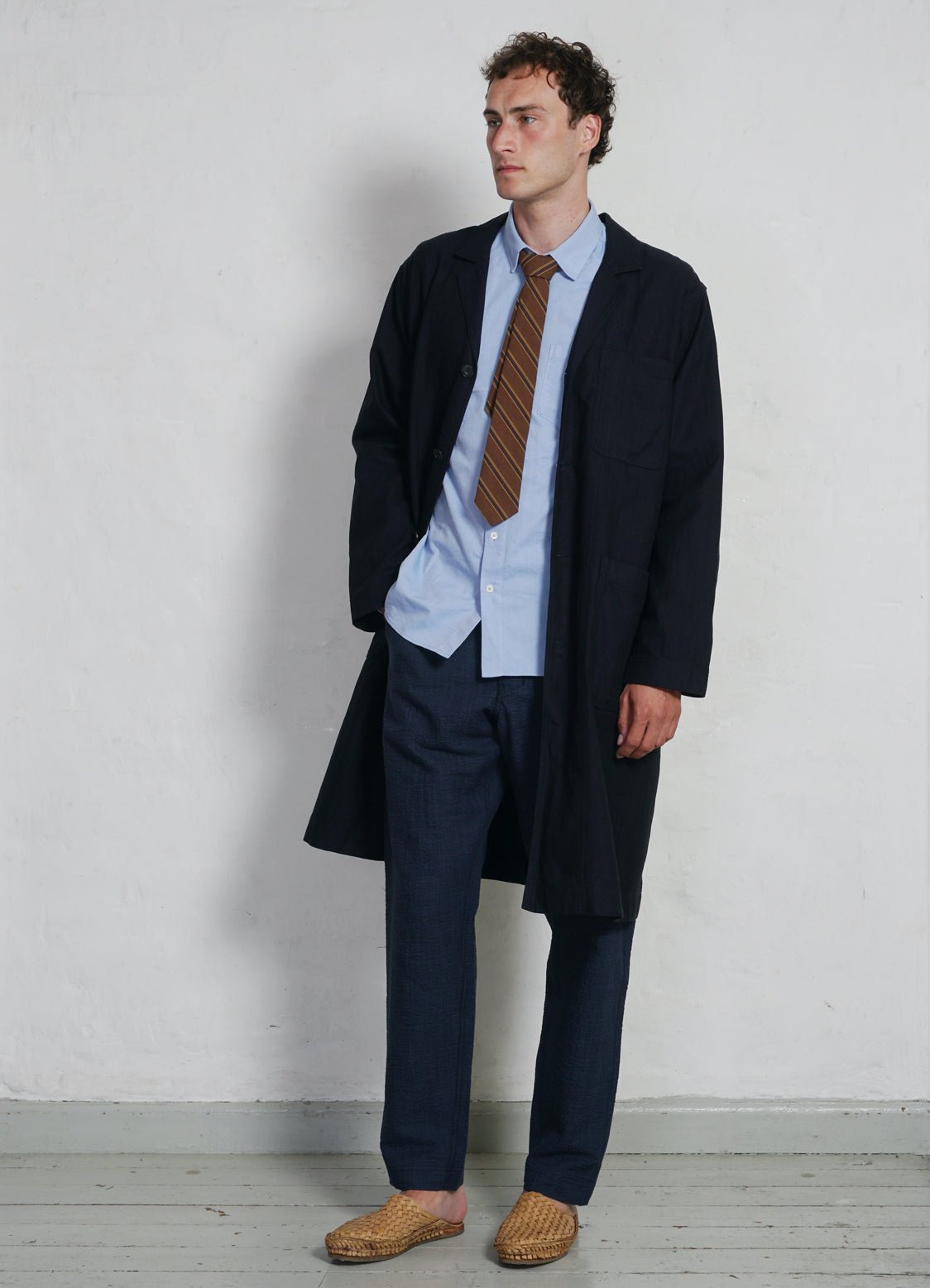 HANSEN GARMENTS - BIRGER | Long Work Coat | Indigo Herringbone - HANSEN Garments