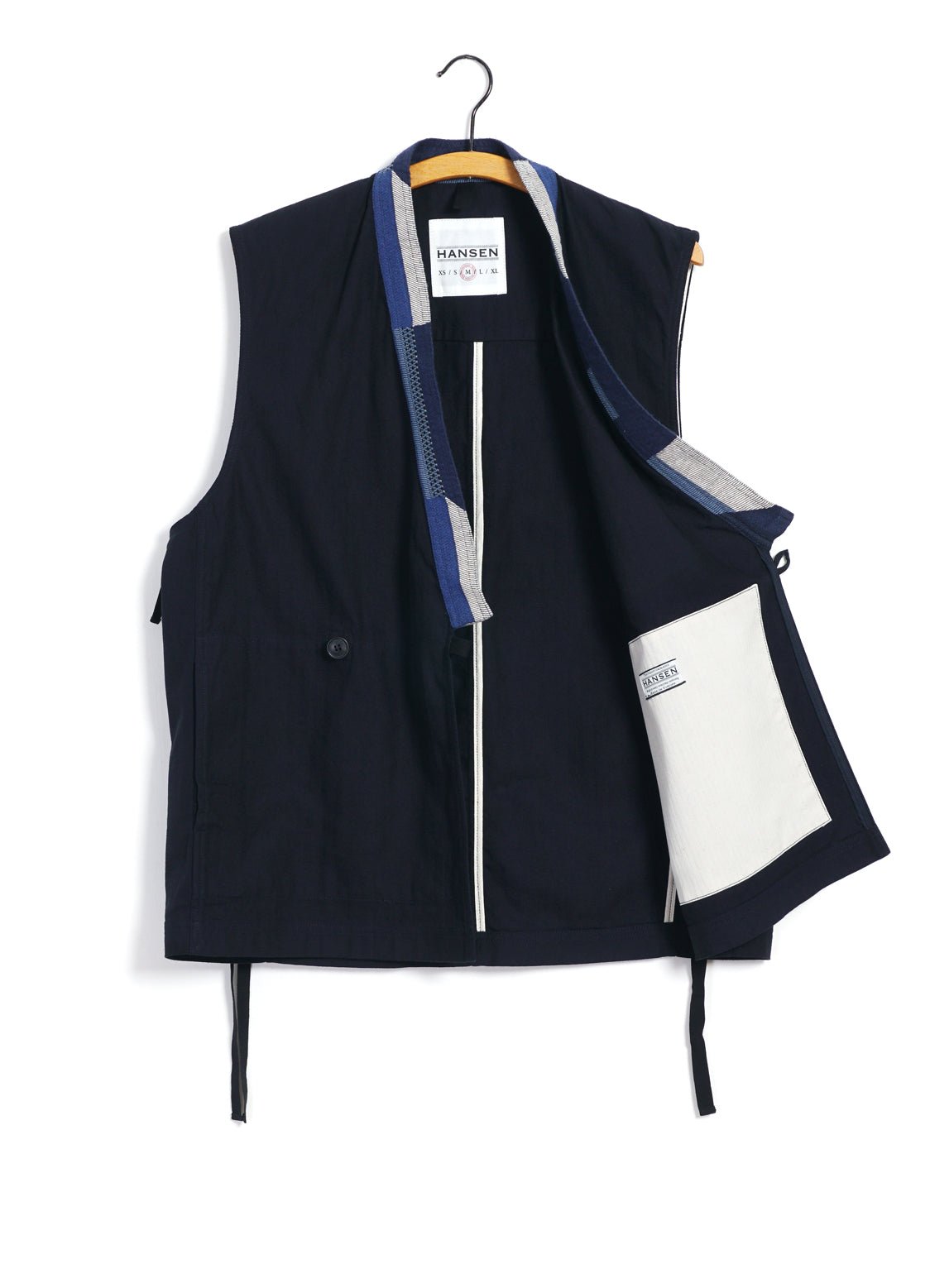 HANSEN GARMENTS - HAUK | Eastern Waistcoat | Indigo Herringbone - HANSEN Garments